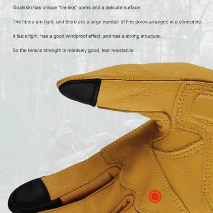 Motorcycle Riding Gloves Anti Fall Full Finger Breathable goatskin touchscreen tipped thumb and index with tile-like pores close-up