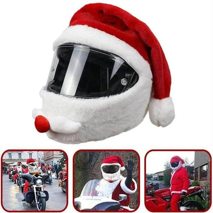 Motorcycle Helmet Santa Hat Cover For Christmas And Daily Use - cotton festive helmet cover fits all helmets, protects surface from scratches and dust