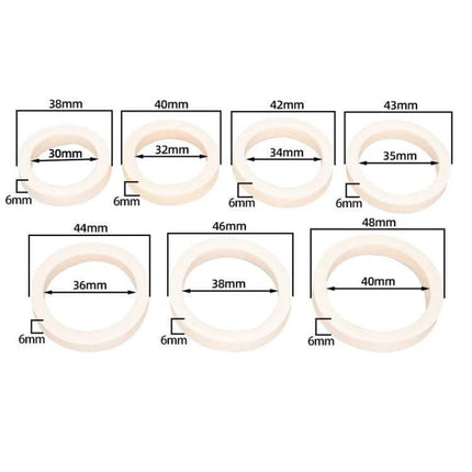 Mountain Bike Fork Sponge Ring 30-40mm Dustproof Oil Absorber showing various inner diameters (30–40mm) and 6mm thickness for fork fitment
