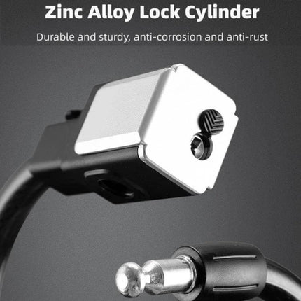 Mountain Bike Portable Anti-Theft Bold Cable Lock 1.5m With Lock Frame close-up of zinc alloy lock cylinder and cable end showing durable ABS sleeve