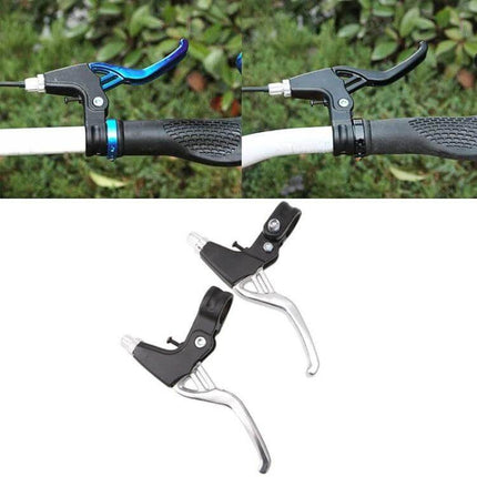 Alt Tag: Mountain Bike Alloy Brake Levers Pair, Lightweight Aluminum, Black - matched left and right levers for 22mm handlebars, lightweight alloy replacement