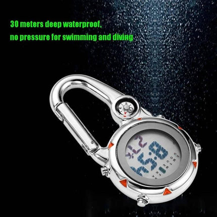 Mountain Climbing Watch Orange for Everyday Outdoor Use - compact orange digital watch with compass and carabiner for hiking and camping