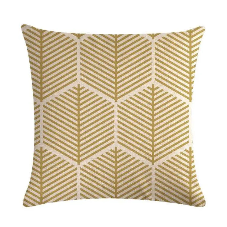 Multi-Color Cotton Linen Mustard Pillow Case 45CM Geometric 