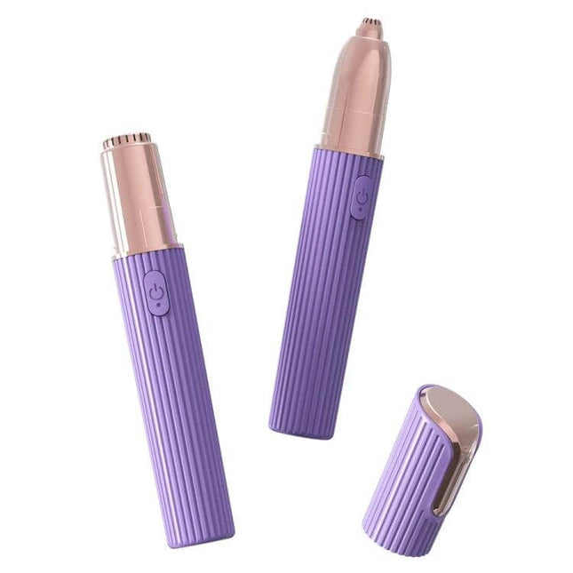 Multi-Function Portable Electric Eyebrow Trimmer Black compact cordless purple device with 3D cutter heads for face, bikini, underarm and precision trimming
