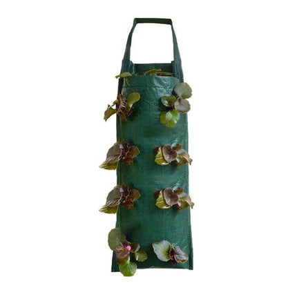 Multi-Port Grow Bags For Hanging Plants, 10-Port Home Garden vertical green 10-pocket hanging planter with flowers