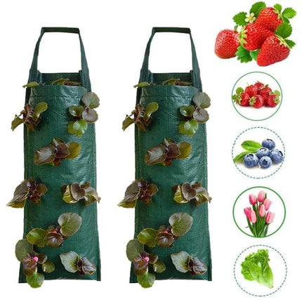 Multi-Port Grow Bags For Hanging Plants, 10-Port Home Garden vertical strawberry blueberry herb hanging planter bag