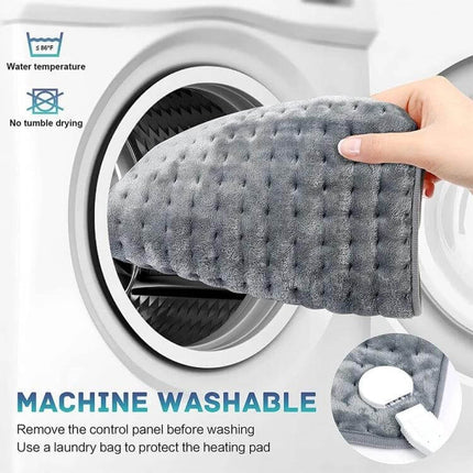 Multifunctional Electric Blanket For Cozy Warmth 50x100cm gray velvet machine washable lap heater being placed into washing machine