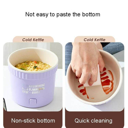 Multifunctional Electric Cooker For Everyday Home Meals - compact purple electric pot showing non-stick bottom and quick cleaning for porridge and noodles