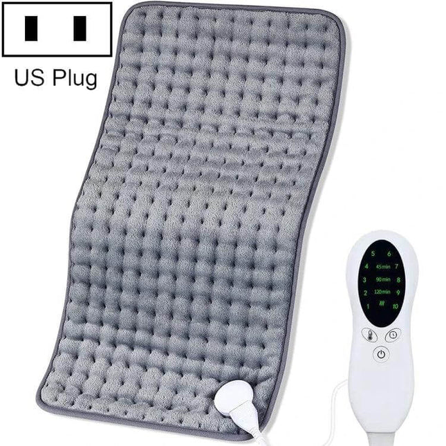Multifunctional Electric Blanket For Cozy Warmth 50x100cm – grey velvet heated lap and shoulder pad with US plug and remote control