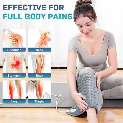 Multifunctional Electric Blanket For Cozy Warmth 50x100cm - woman using velvet heated wrap on leg for shoulder neck back pain relief