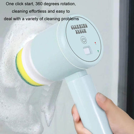 Multifunctional Handheld Wireless Folding Cleaning Brush for Kitchen cleaning glass with rotating foam head, cordless 360° scrubber in hand