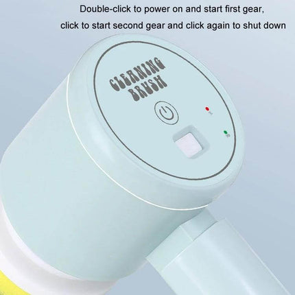 Multifunctional Handheld Wireless Folding Cleaning Brush for Kitchen close-up of power button and mode indicators on cordless folding brush