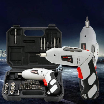 Multifunctional Household Electric Screwdriver Set For Home Tasks With US Plug compact kit with case, bits, drill and low-noise cordless driver