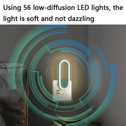 Multifunctional Ultrasonic Mosquito Repellent US Plug For Home Use showing soft LED glow from 56 low-diffusion LEDs and compact flame-retardant ABS design