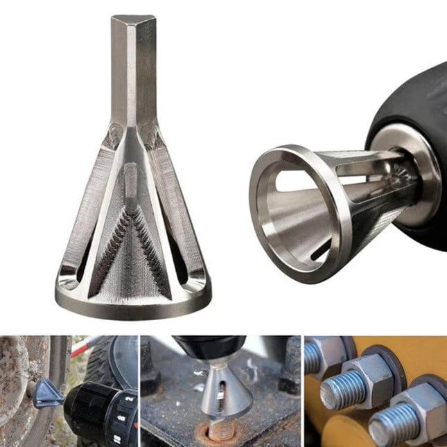 MUQGEW External Chamfer Deburring Tool For Edges, Six-Slot Triangle compact stainless steel chamfer and deburring tool for bolts and edges