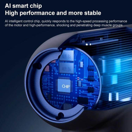 Muscles Relax Massager Gray For Full Body Relief At Home showing AI smart chip and internal circuitry close-up