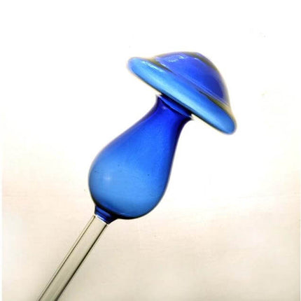 Mushroom Shape Glass Self Watering Plant Waterer for Home Plants - blue borosilicate glass mushroom waterer for desks and windowsills