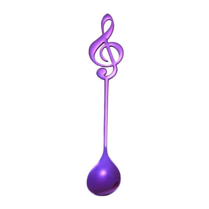 Musical Note Spoon Stainless Steel Coffee Stirring Spoon purple mirror-polished stainless steel music treble clef stirring spoon for cafes
