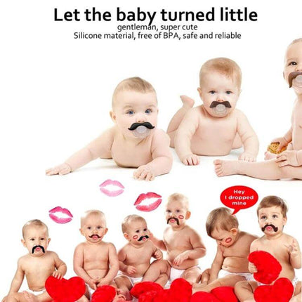 Mustache Baby Teether Soft Nipple For Soothing Gums - babies using mustache silicone nipple teether to soothe gums and support oral development