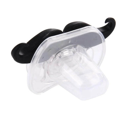 Mustache Baby Teether Soft Nipple For Soothing Gums - clear orthodontic silicone nipple teether with black mustache guard for soothing baby gums