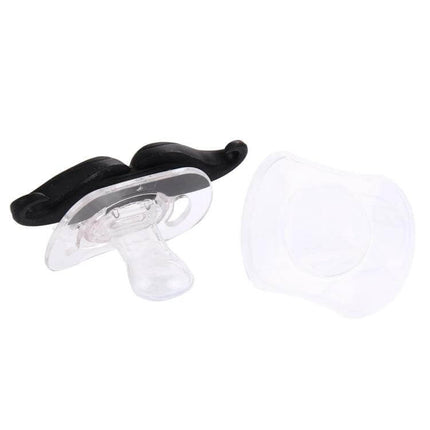 Mustache Baby Teether Soft Nipple For Soothing Gums - black silicone mustache pacifier with clear nipple and protective cap