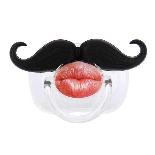 Mustache Baby Teether Soft Nipple For Soothing Gums – black mustache silicone nipple teether with realistic lips for soothing baby gums