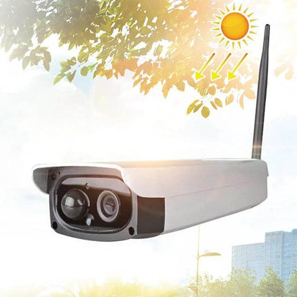 VESAFE Solar Powered Outdoor Security Camera for Home Monitoring mounted outdoors under sunlight capturing clear footage and motion alerts