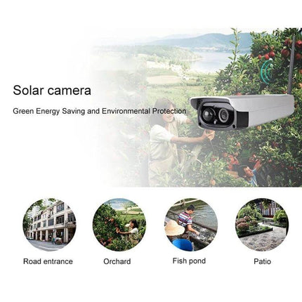 VESAFE Solar Powered Outdoor Security Camera for Home Monitoring monitoring an orchard and driveway using solar power
