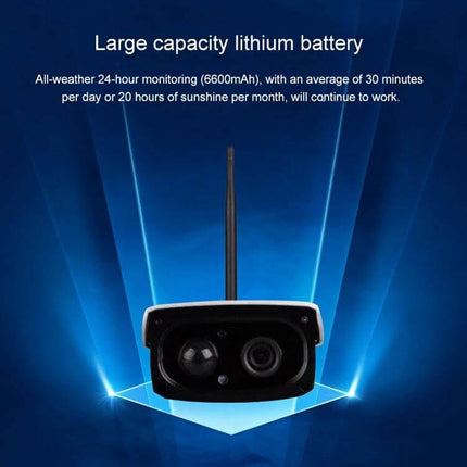 VESAFE Solar Powered Outdoor Security Camera for Home Monitoring showing camera with large capacity lithium battery and solar power features