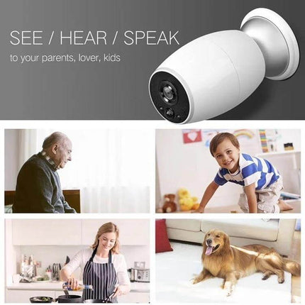 Anpwoo WiFi Security Camera with Night Vision and Motion Detection monitoring family, pets and home entries with mobile alerts and two-way audio