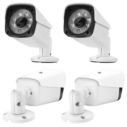 Surveillance Camera System for Home Security with Night Vision - 4 white bullet cameras and IR LEDs for 8-channel DVR monitoring