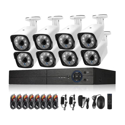 Surveillance Camera System for Home Security with Night Vision - 8-channel DVR kit with eight night-vision bullet cameras and accessories for remote monitoring