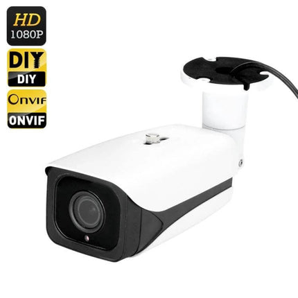 5MP Auto Focus IP Camera with 4x Zoom Lens for Surveillance - white bullet security camera for home and business monitoring