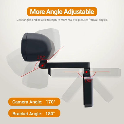 ESCAM Webcam with Microphone for PC Video Calls and Meetings adjustable 170° camera and 180° bracket for flexible mounting