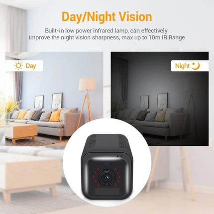 ESCAM G18 Rechargeable Battery WiFi Security Camera showing day and night vision demo with 1080P and IR LEDs