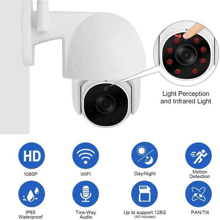 Tuya Wireless IP Camera for Home Security Monitoring wall-mounted WiFi PTZ camera with night vision, motion detection and two-way audio