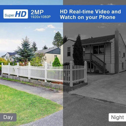 Tuya Wireless IP Camera for Home Security Monitoring showing day and night 2MP HD real-time video view with motion detection and phone alerts