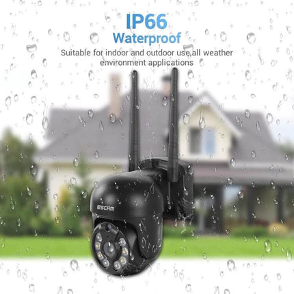 ESCAM 8-Channel Wireless Dome Camera Security System IP66 waterproof outdoor dome camera mounted near house for home and small business monitoring