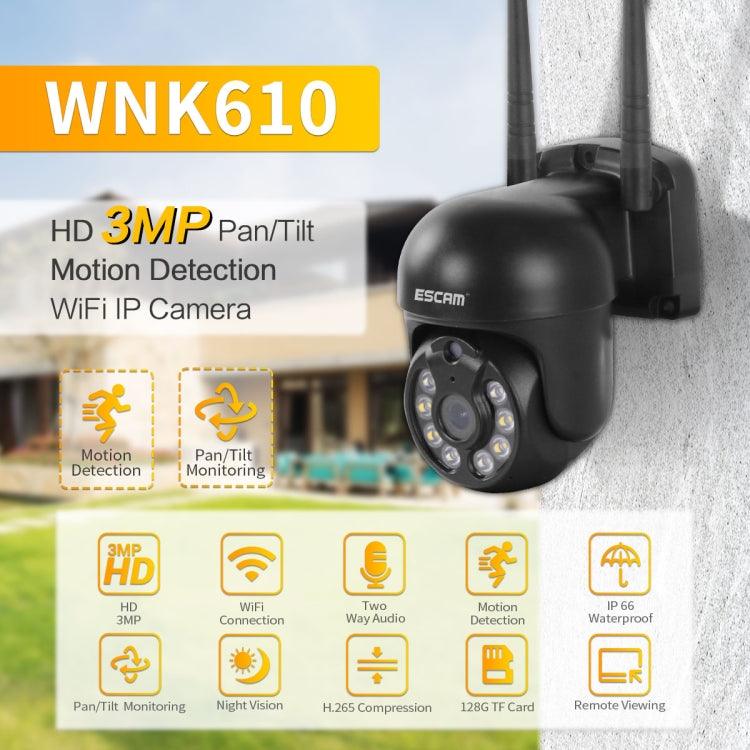 ESCAM WNK610 3MP Wi-Fi Dome Security Camera with Two-Way Audio, Full-Color Night Vision, and Motion Alerts