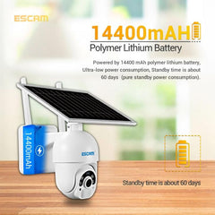 ESCAM QF450 1080P Solar-Powered 4G Security Camera with Two-Way Audio, PIR Detection, and Night Vision - AU Model