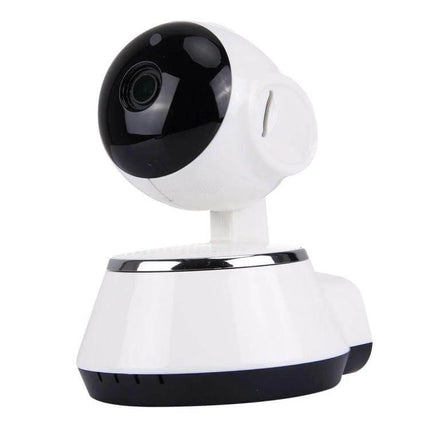 V380 360-Degree Rotatable Wireless Security Camera for Monitoring white tabletop camera showing 360-degree rotatable head and lens