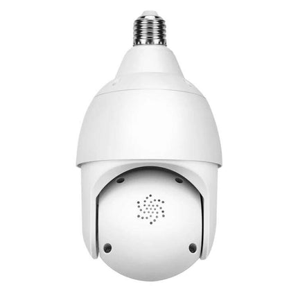 DP18 Smart Outdoor Light Bulb Security Camera for Home Monitoring white bulb camera showing lens and screw base for outdoor surveillance