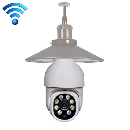 Smart Outdoor Light Bulb Camera with Night Vision and Motion Detection hanging outdoor fixture with LED ring and Wi‑Fi icon