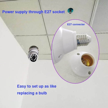 Smart Outdoor Light Bulb Camera with Night Vision and Motion Detection installed in E27 socket showing easy bulb-replacement setup