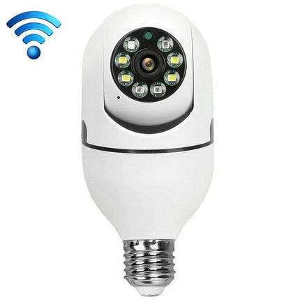 Smart Outdoor Light Bulb Camera for Home Security Monitoring — white Wi‑Fi bulb camera with LED lights and screw base for outdoor surveillance