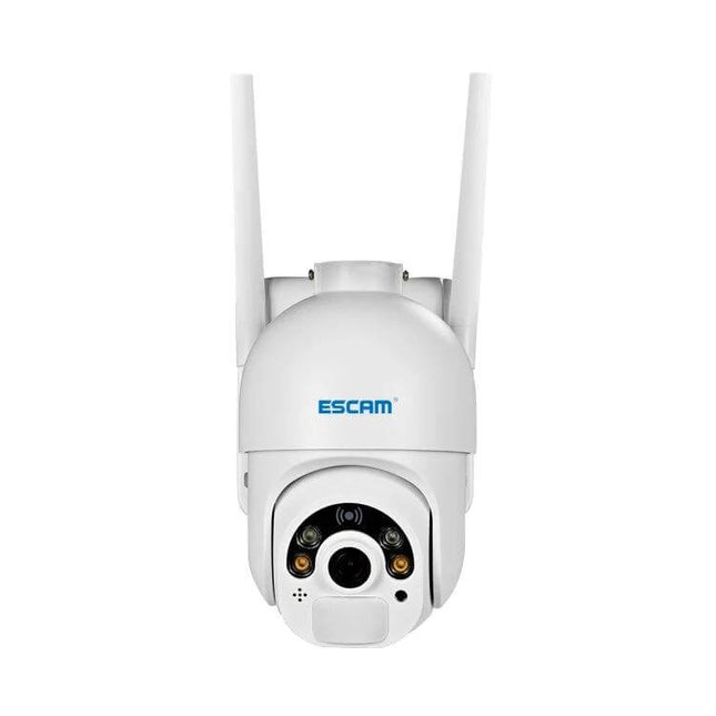 ESCAM QF250 Solar-Powered Wireless IP Camera for Outdoor Security white outdoor PTZ camera with dual antennas and HD lens