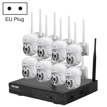 ESCAM Wireless Home Security System for Reliable Monitoring - 8CH HD wireless cameras with mobile app alerts and EU plug