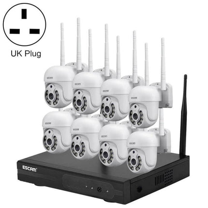ESCAM Wireless Home Security System for Reliable Monitoring 8CH wireless HD cameras with UK plug for remote mobile app alerts