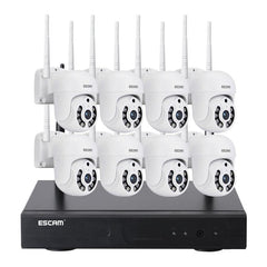 ESCAM WNK718 8-Channel 3MP HD Wireless Surveillance System with Dual Light Night Vision and Cloud Backup, UK Plug