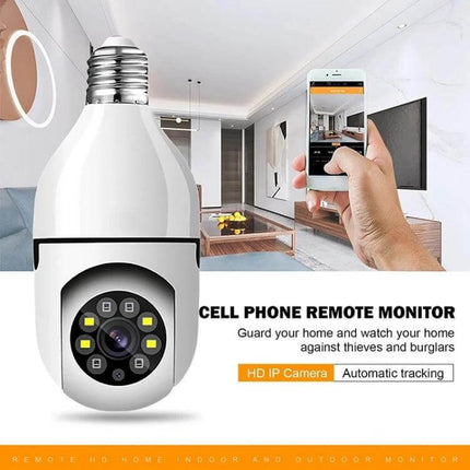 Wireless Smart Bulb Camera for Home Security with Two-Way Audio - 1080P bulb camera with mobile app remote monitoring and two-way audio for home security